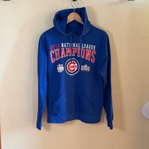 Chicago Cubs MLB World Series Pullover Hooded Blue Long Sleeve Sweatshirt S